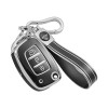Keycare TPU Key Cover For Hyundai Creta, I20, Venue, Tucson, Alcazar, Grand I10, Aura, Xcent Flip Key | TP10 Silver Black
